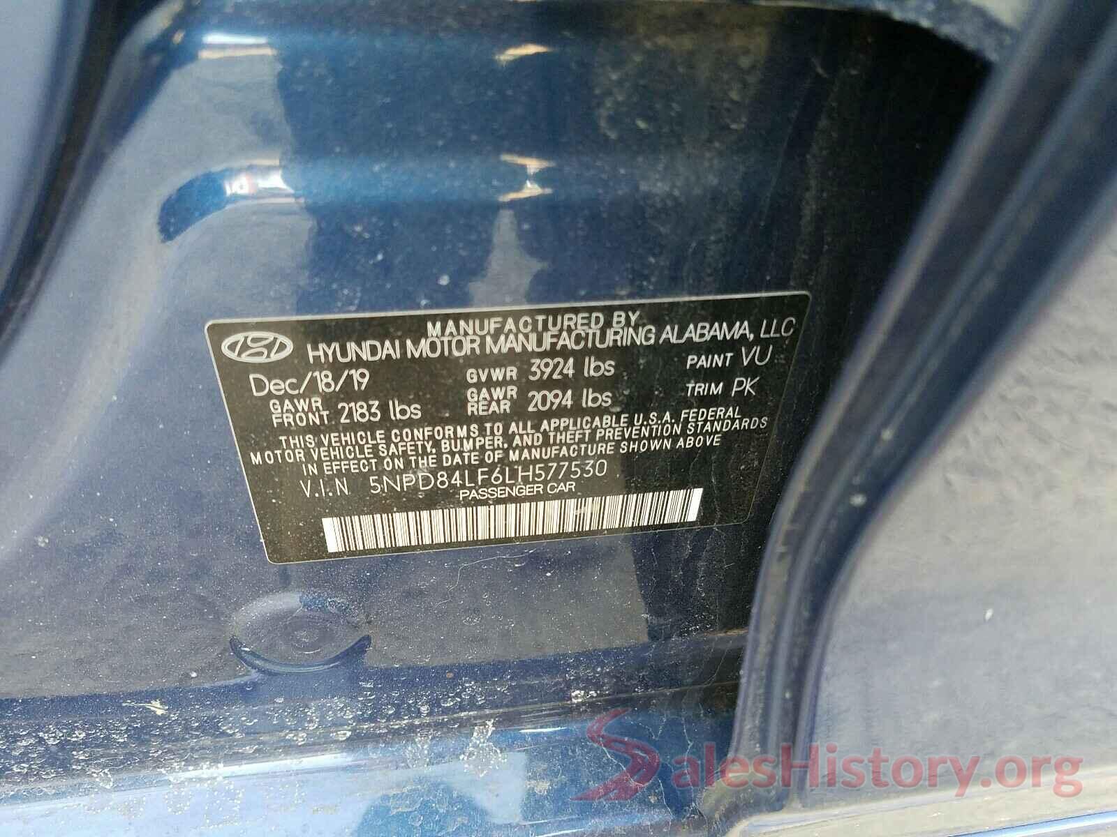 5NPD84LF6LH577530 2020 HYUNDAI ELANTRA