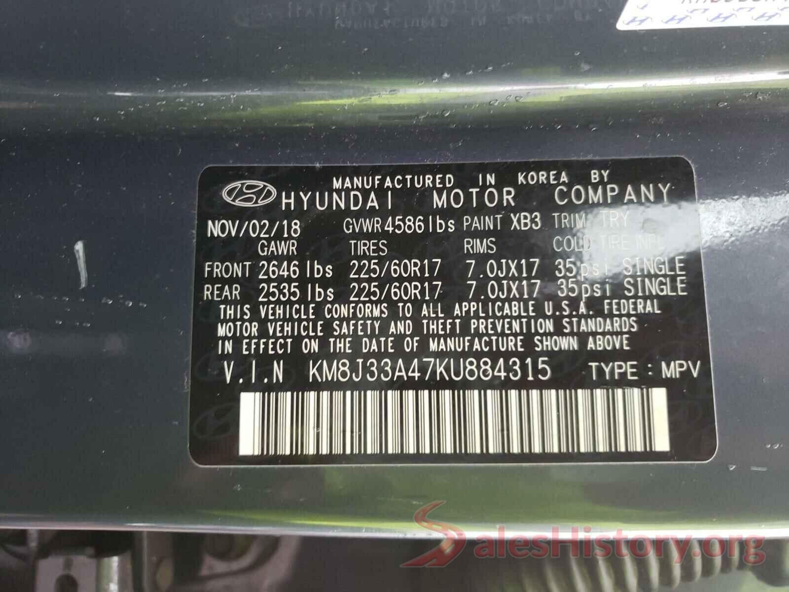 KM8J33A47KU884315 2019 HYUNDAI TUCSON