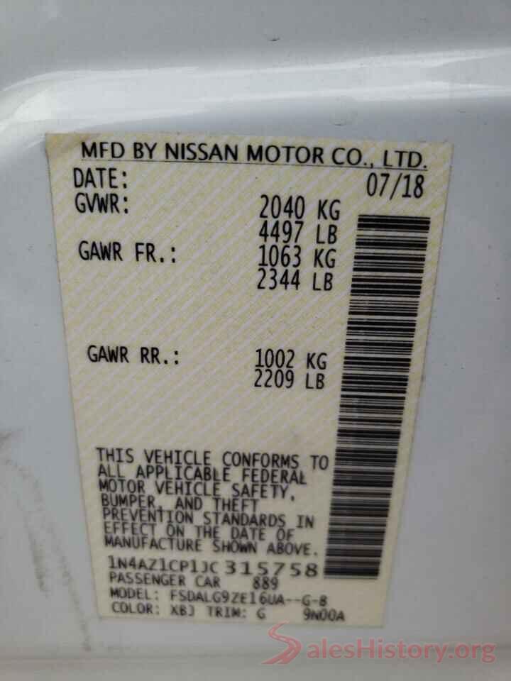 1N4AZ1CP1JC315758 2018 NISSAN LEAF