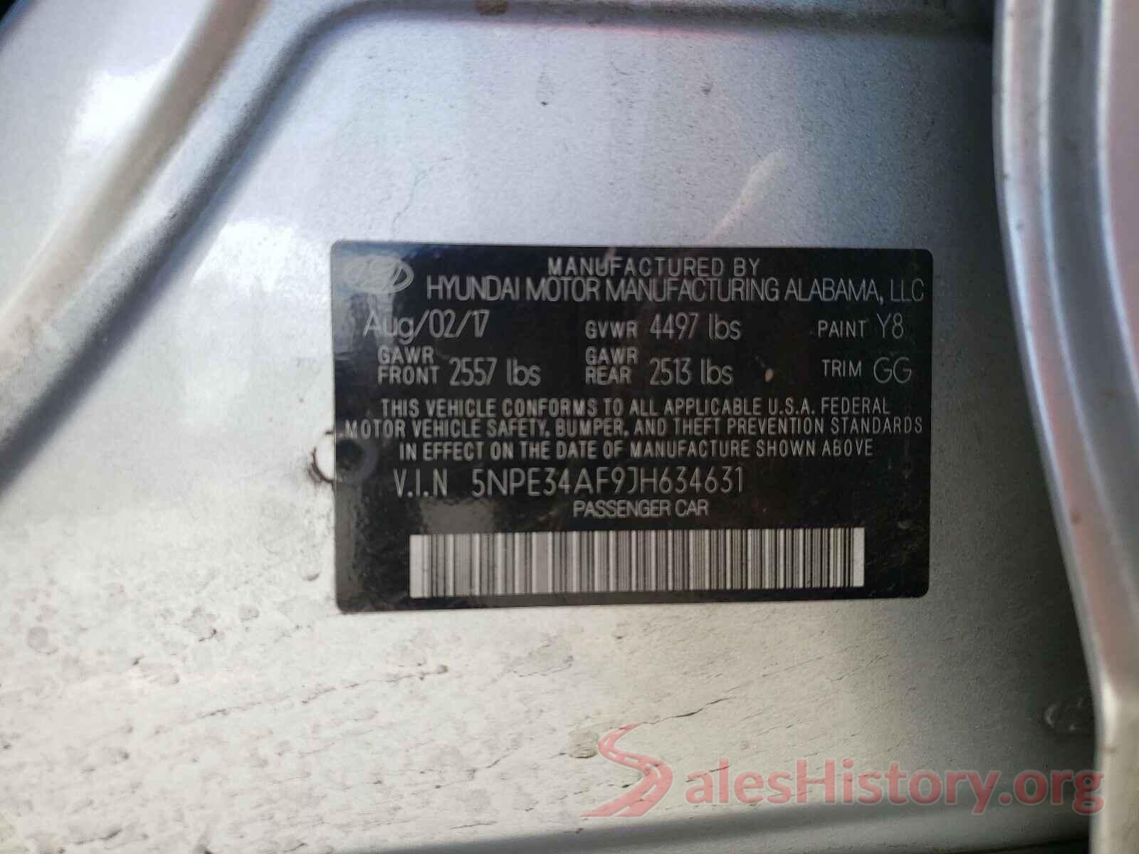 5NPE34AF9JH634631 2018 HYUNDAI SONATA