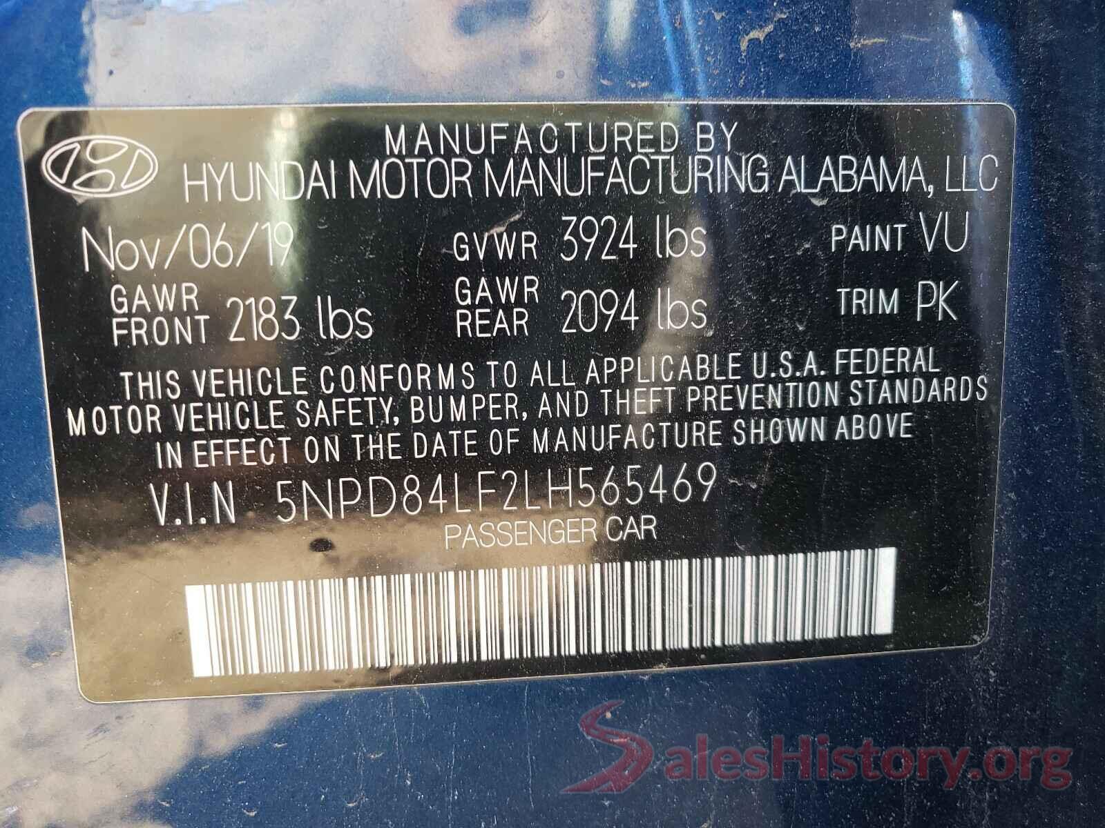 5NPD84LF2LH565469 2020 HYUNDAI ELANTRA