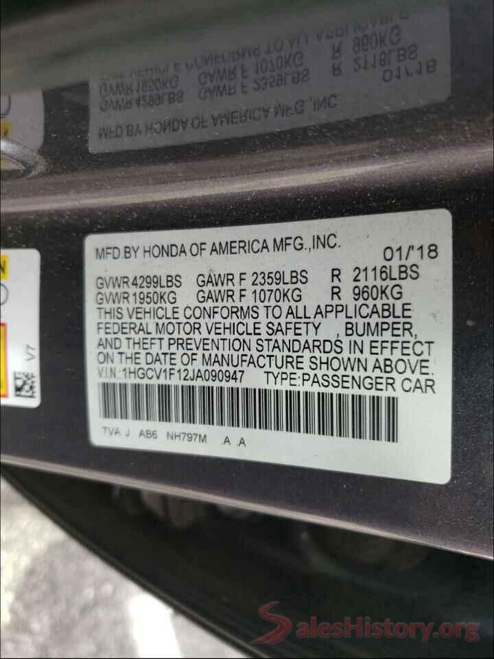 1HGCV1F12JA090947 2018 HONDA ACCORD