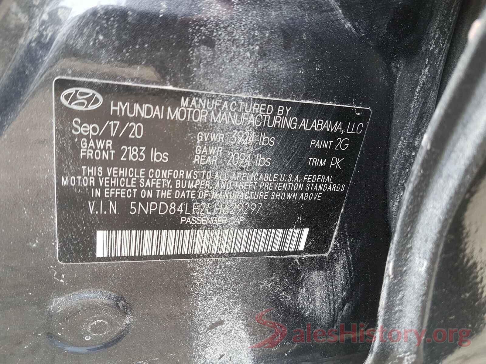 5NPD84LF2LH629297 2020 HYUNDAI ELANTRA