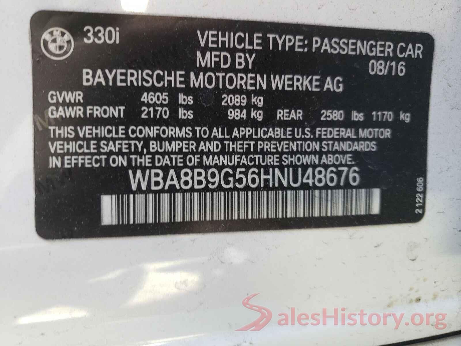 WBA8B9G56HNU48676 2017 BMW 3 SERIES