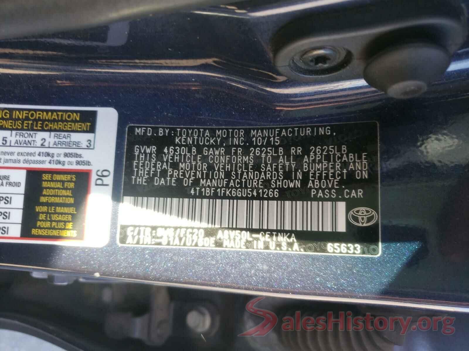 4T1BF1FK6GU541266 2016 TOYOTA CAMRY