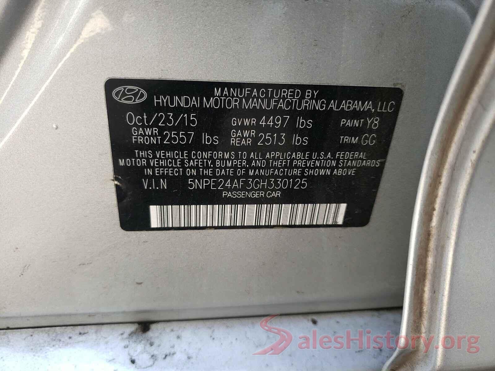 5NPE24AF3GH330125 2016 HYUNDAI SONATA