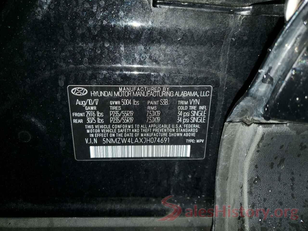 5NMZW4LAXJH074691 2018 HYUNDAI SANTA FE