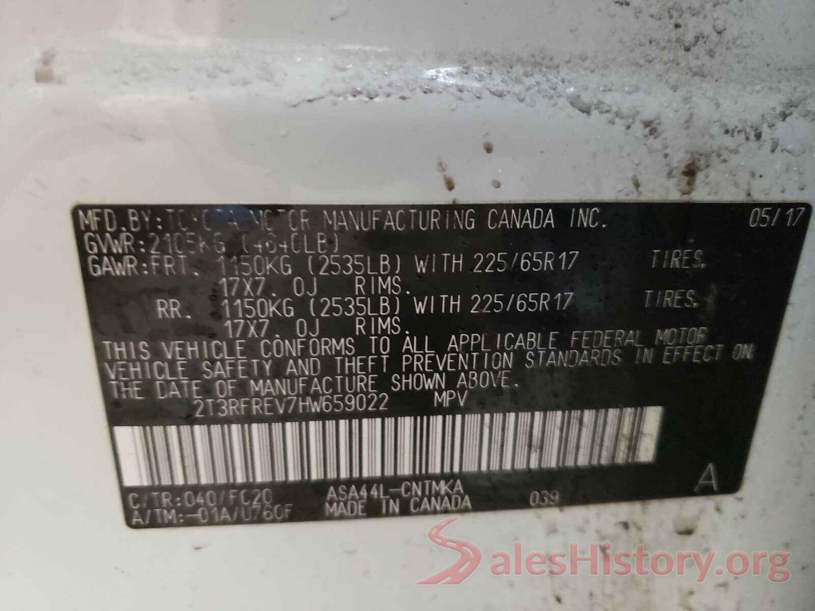 2T3RFREV7HW659022 2017 TOYOTA RAV4