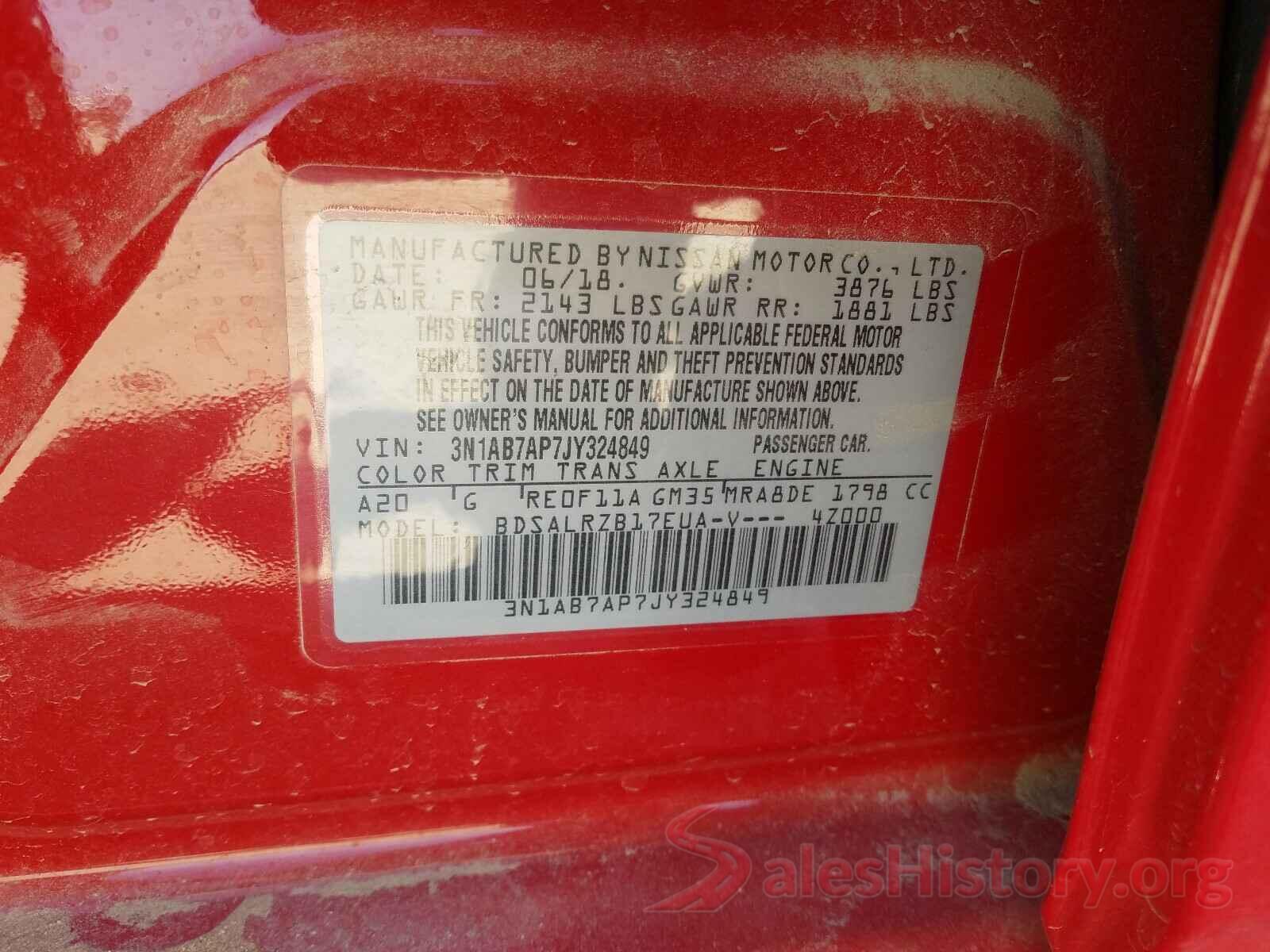 3N1AB7AP7JY324849 2018 NISSAN SENTRA