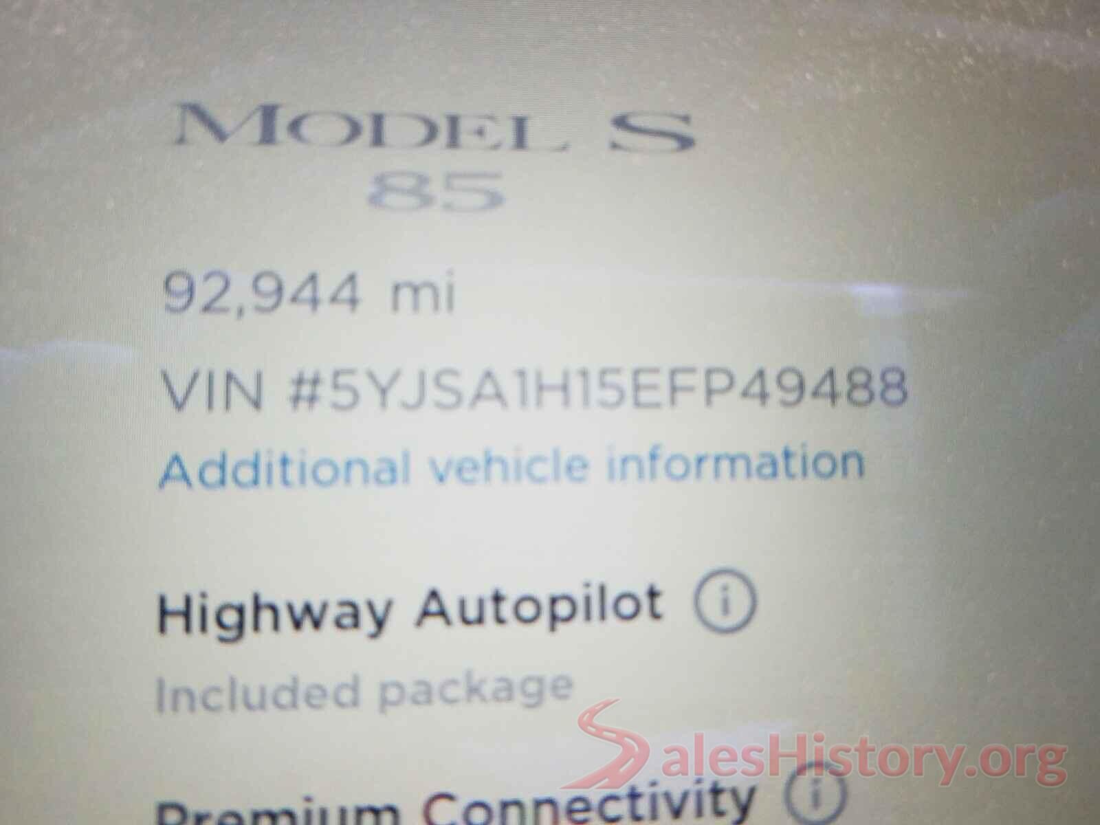 5YJSA1H15EFP49488 2014 TESLA MODEL S