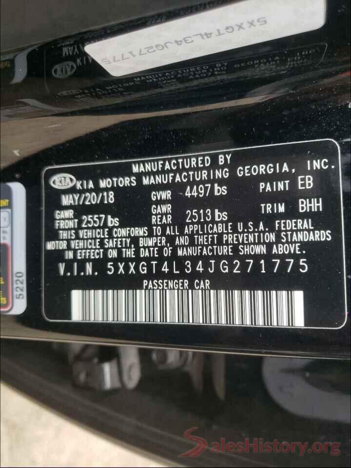 5XXGT4L34JG271775 2018 KIA OPTIMA