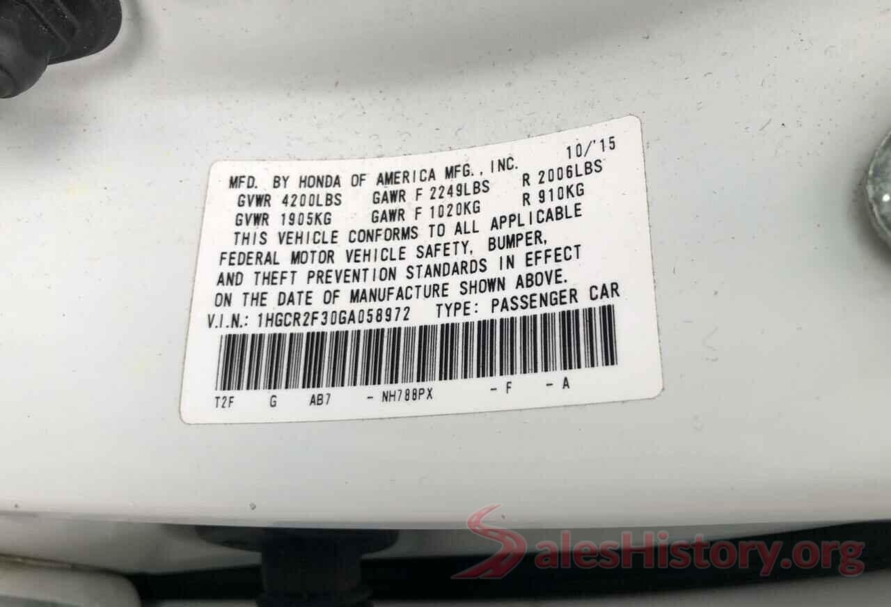 1HGCR2F30GA058972 2016 HONDA ACCORD