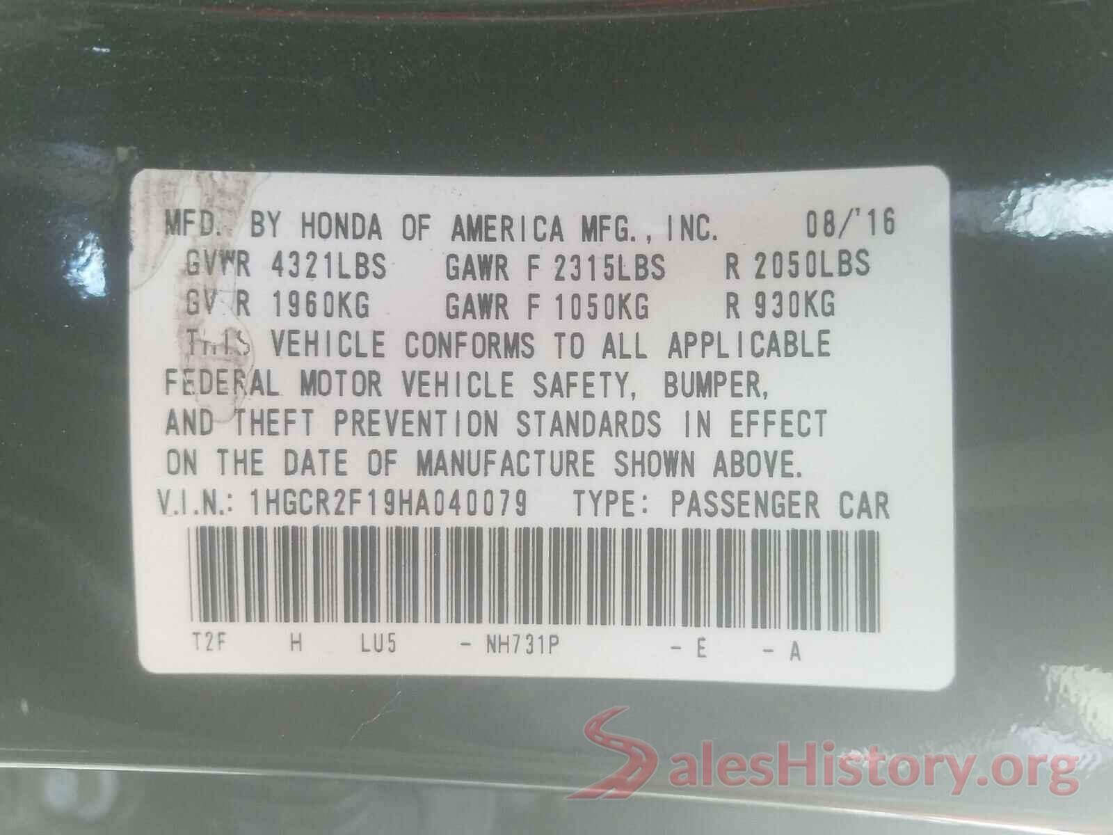 1HGCR2F19HA040079 2017 HONDA ACCORD