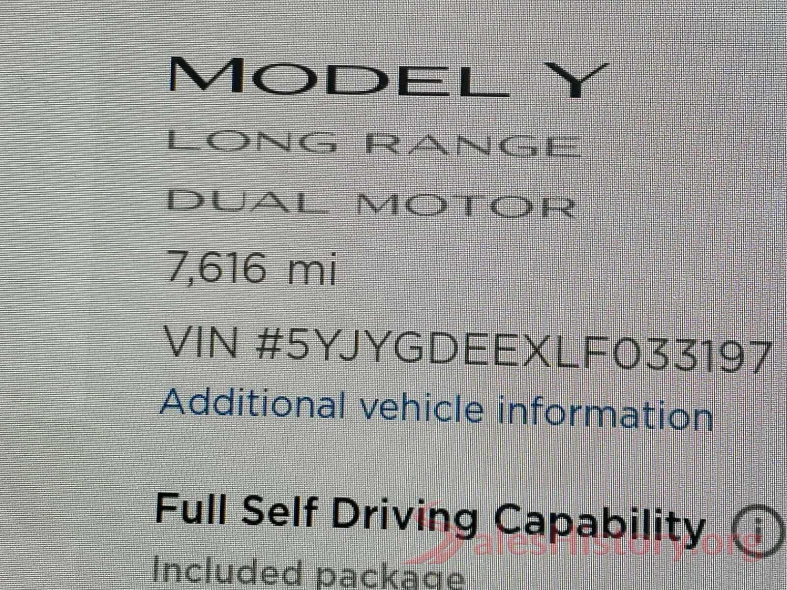 5YJYGDEEXLF033197 2020 TESLA MODEL Y