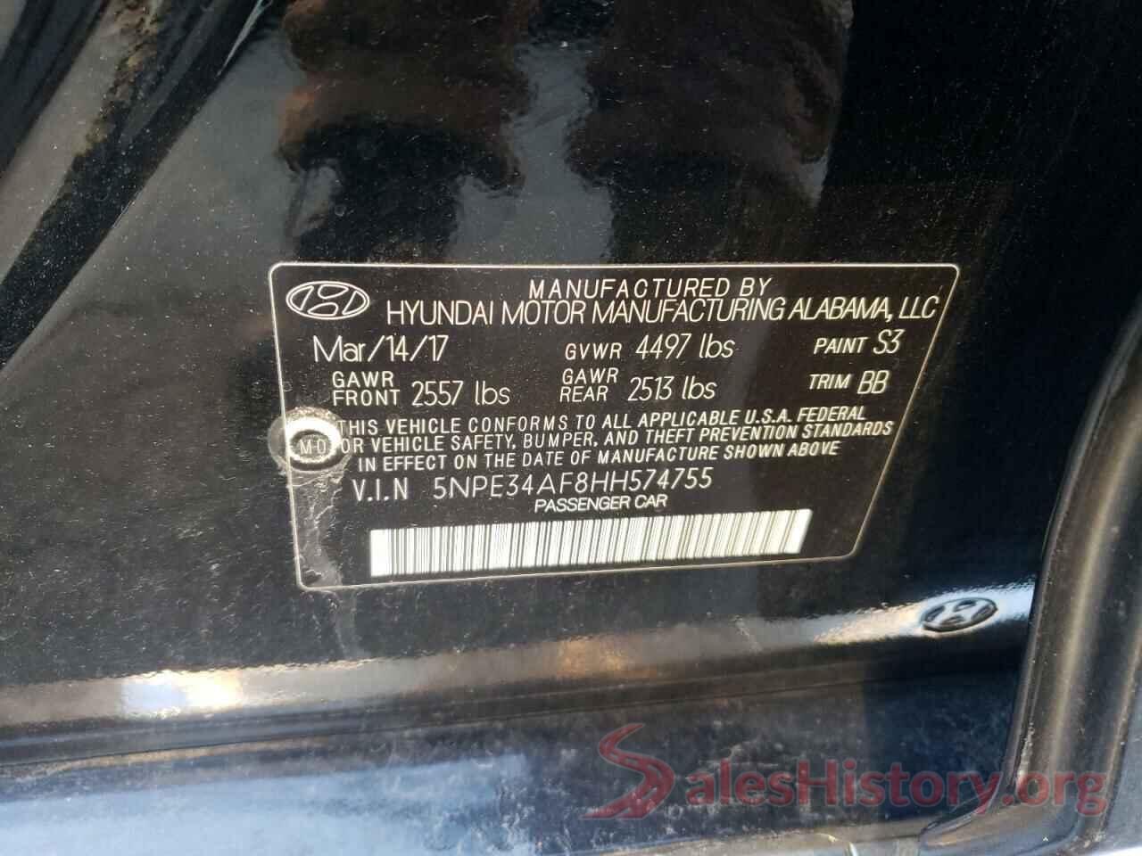 5NPE34AF8HH574755 2017 HYUNDAI SONATA