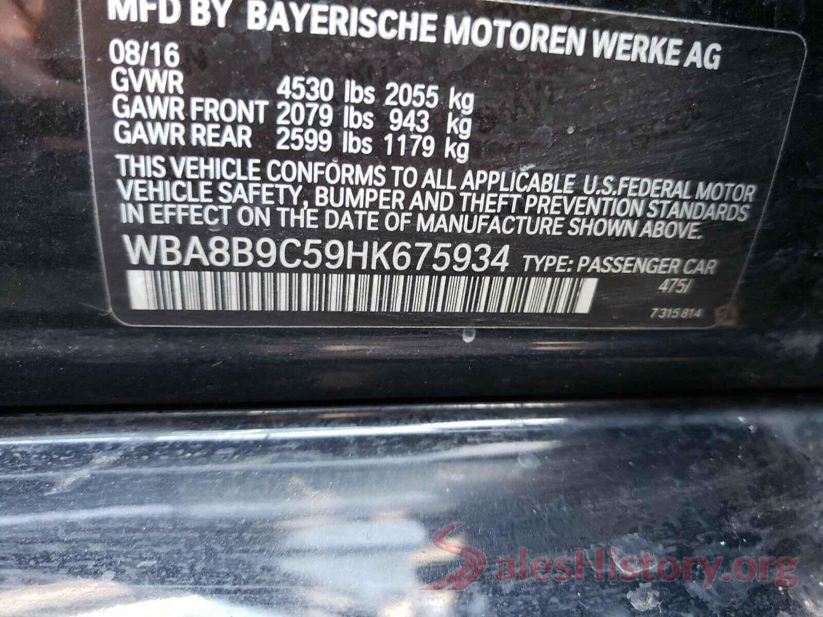 WBA8B9C59HK675934 2017 BMW 3 SERIES