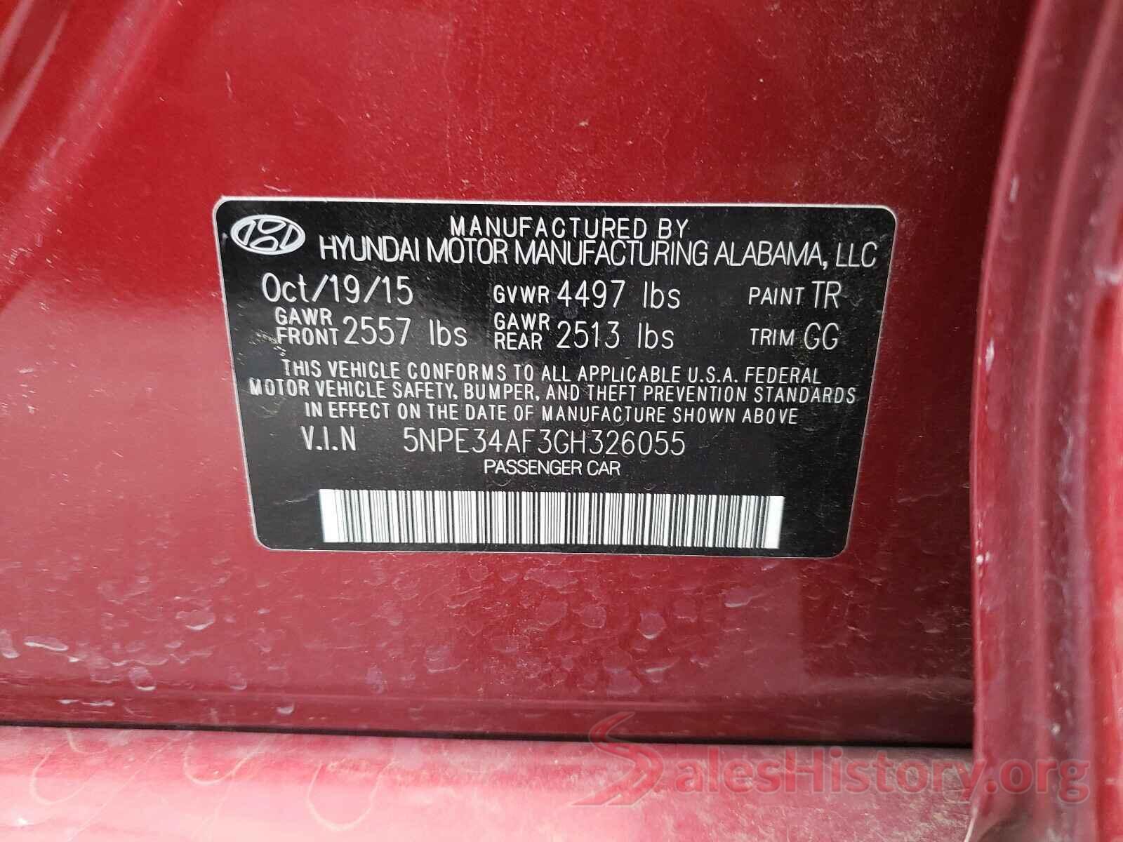 5NPE34AF3GH326055 2016 HYUNDAI SONATA