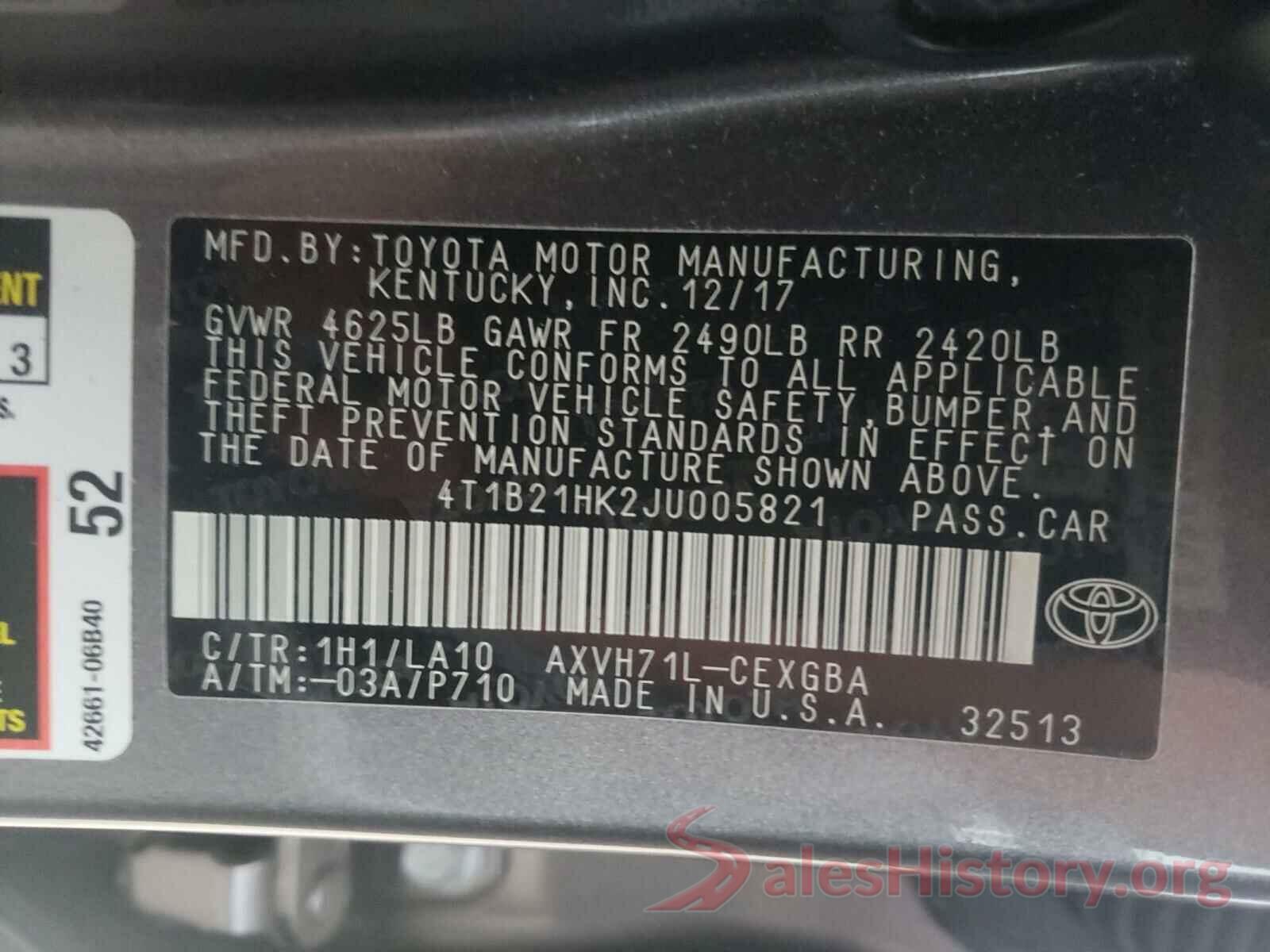 4T1B21HK2JU005821 2018 TOYOTA CAMRY