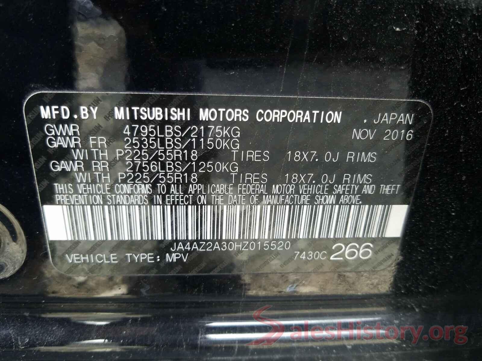 JA4AZ2A30HZ015520 2017 MITSUBISHI OUTLANDER