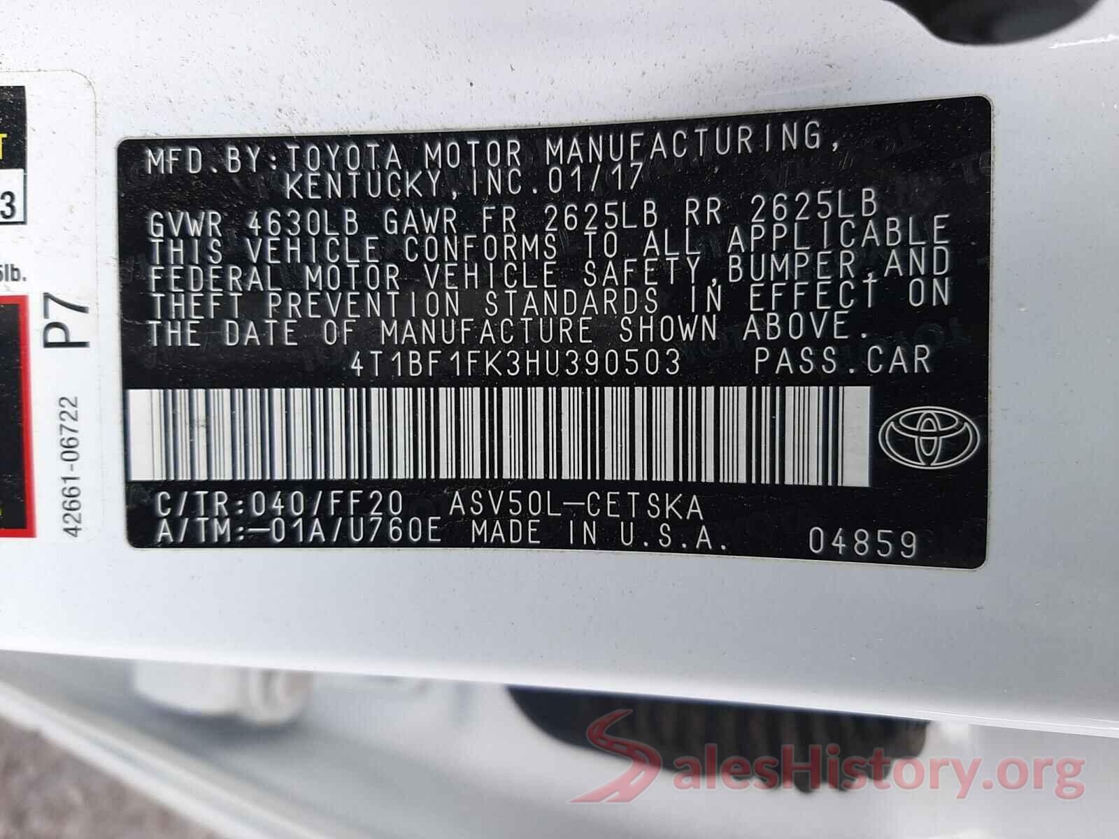 4T1BF1FK3HU390503 2017 TOYOTA CAMRY