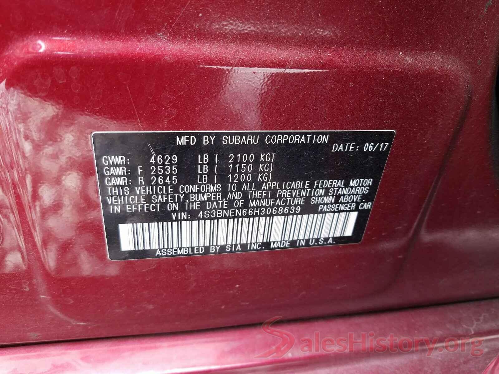 4S3BNEN66H3068639 2017 SUBARU LEGACY