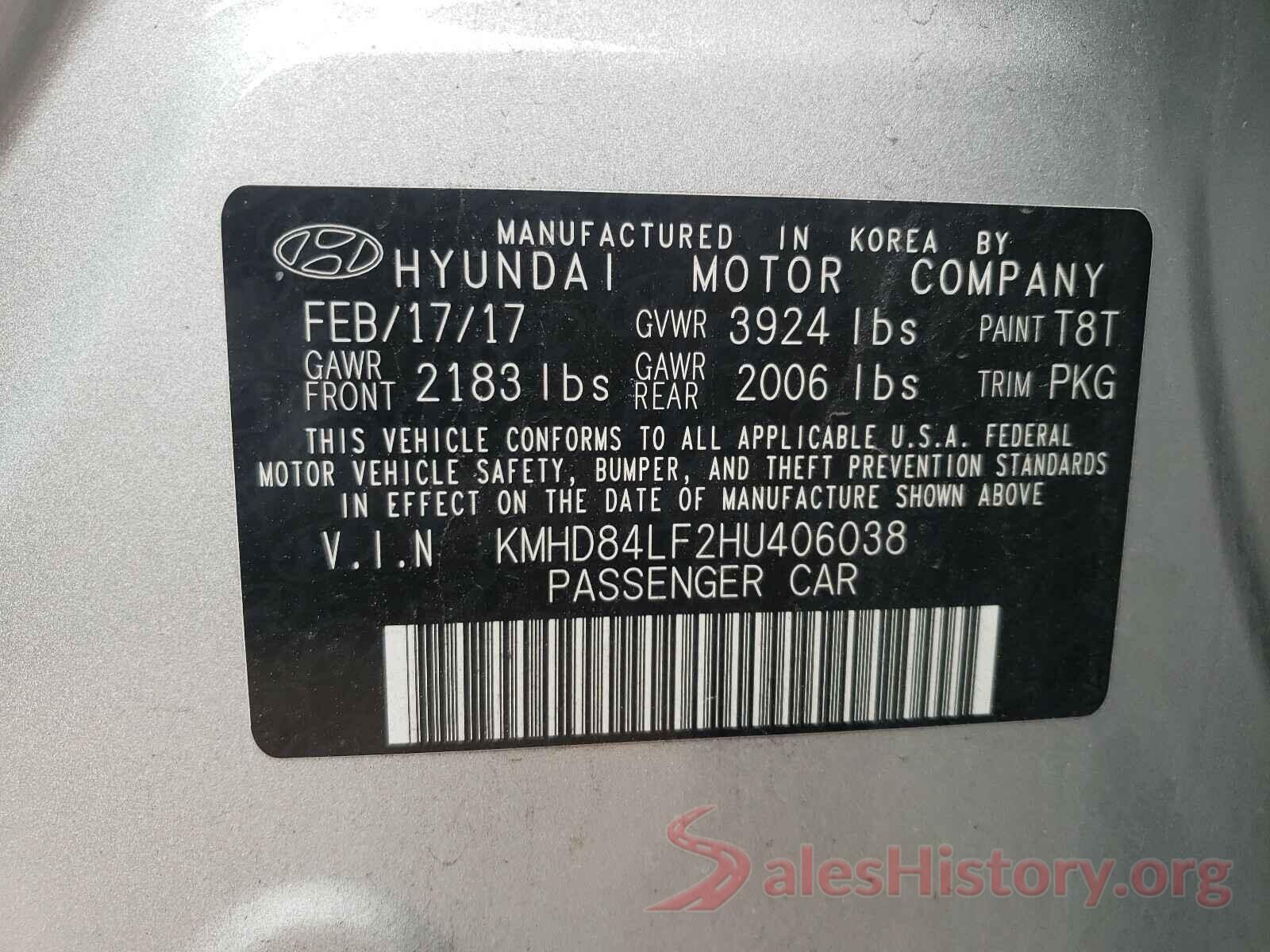 KMHD84LF2HU406038 2017 HYUNDAI ELANTRA