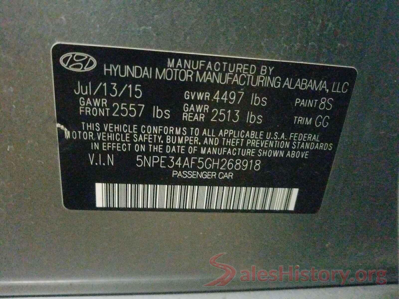 5NPE34AF5GH268918 2016 HYUNDAI SONATA