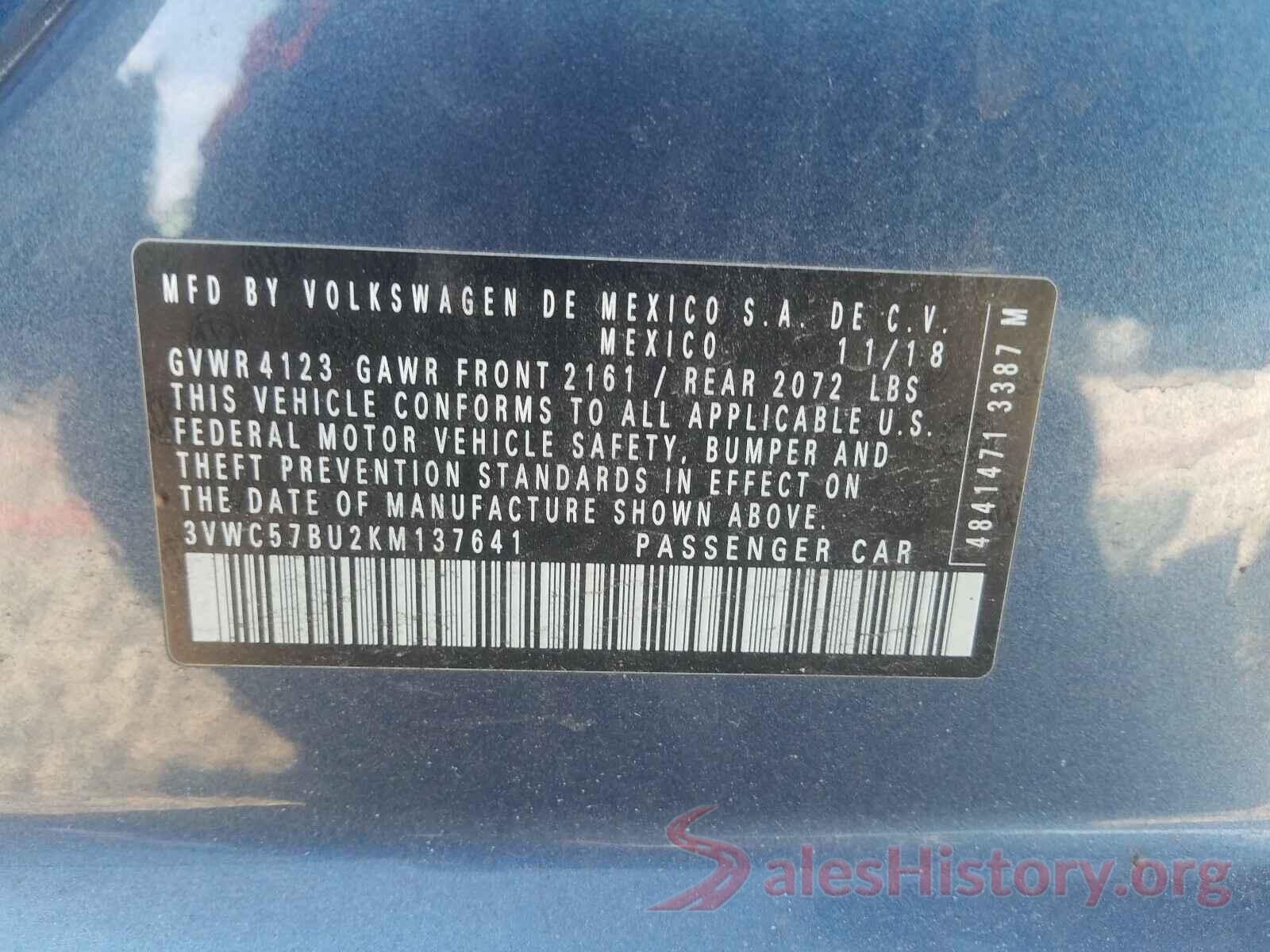 3VWC57BU2KM137641 2019 VOLKSWAGEN JETTA