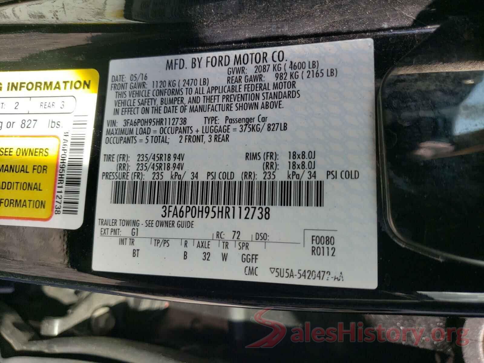 3FA6P0H95HR112738 2017 FORD FUSION