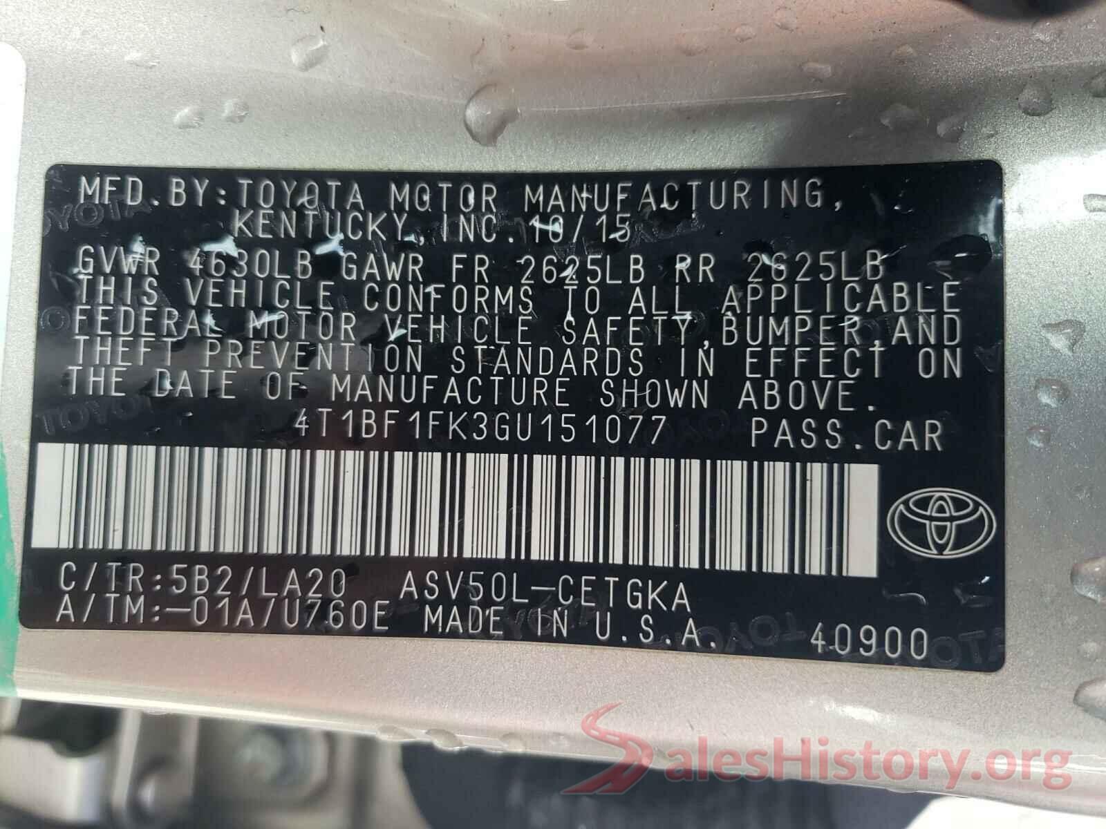 4T1BF1FK3GU151077 2016 TOYOTA CAMRY