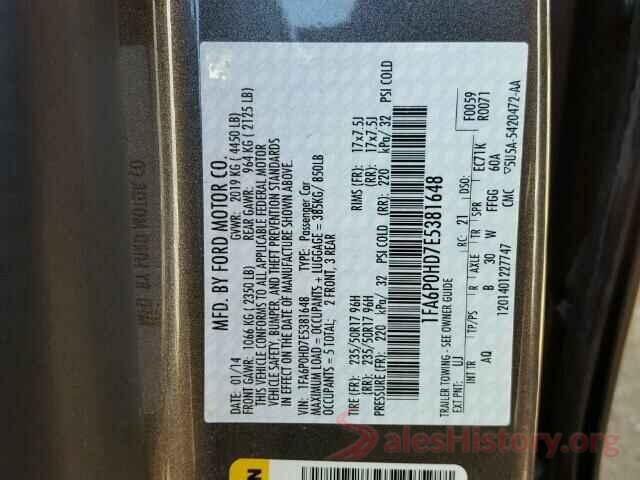 1FA6P0HD7E5381648 2014 FORD FUSION