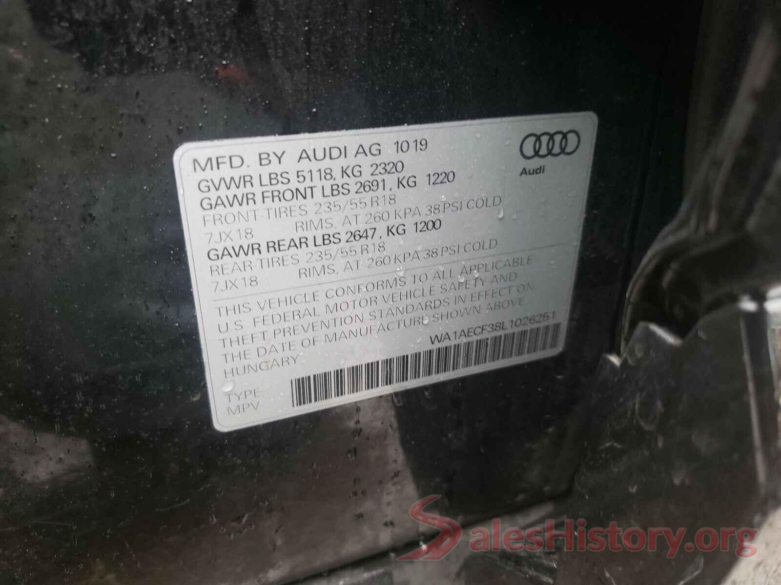 WA1AECF38L1026251 2020 AUDI Q3