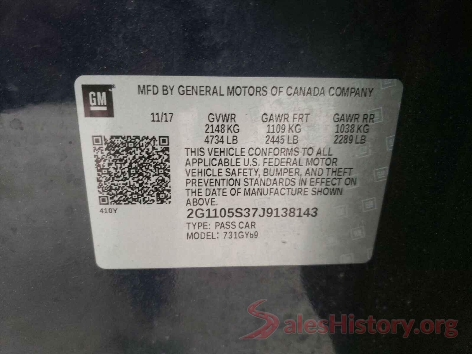 2G1105S37J9138143 2018 CHEVROLET IMPALA