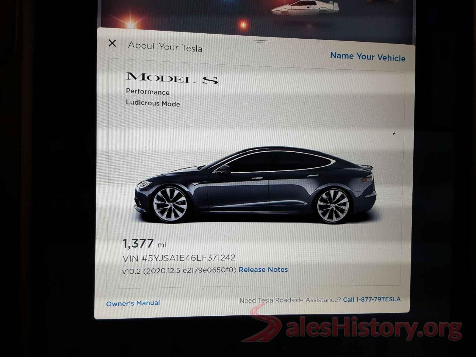 5YJSA1E46LF371242 2020 TESLA MODEL S