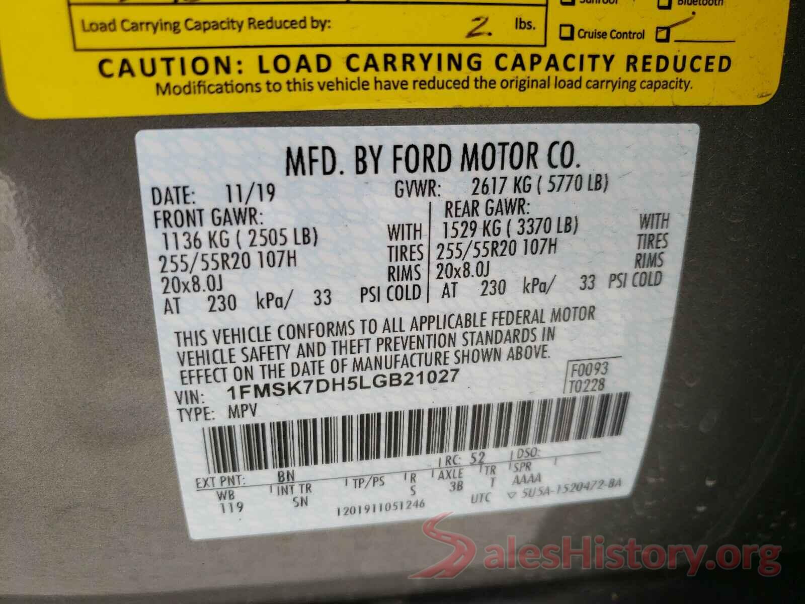 1FMSK7DH5LGB21027 2020 FORD EXPLORER