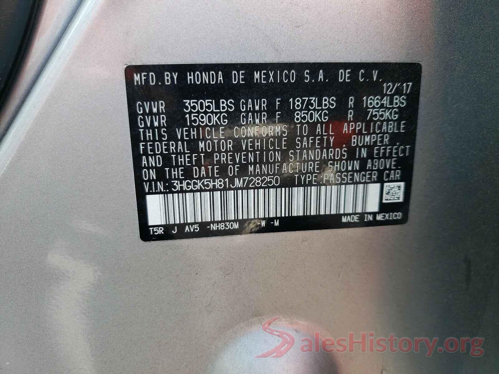 3HGGK5H81JM728250 2018 HONDA FIT