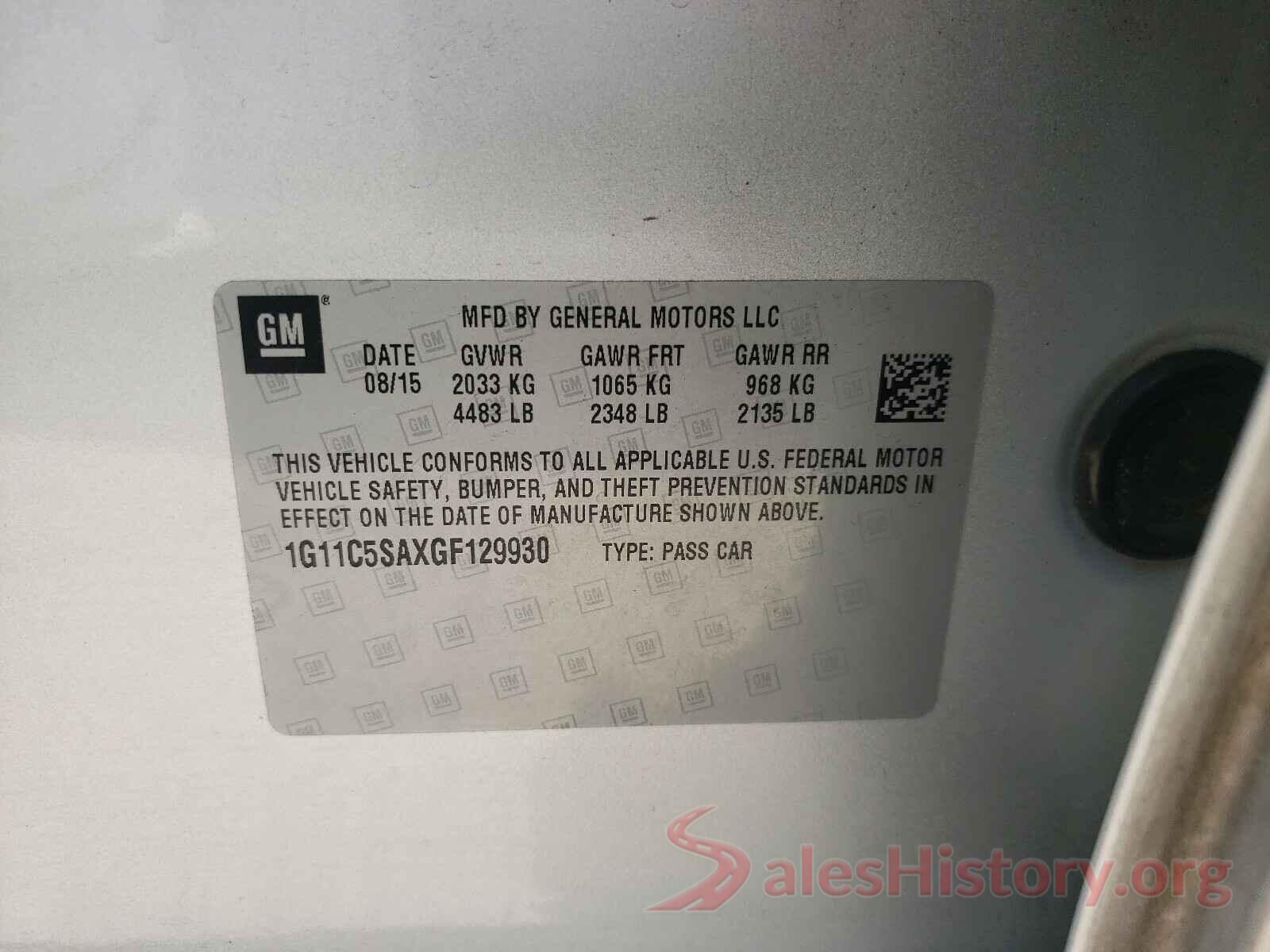 1G11C5SAXGF129930 2016 CHEVROLET MALIBU