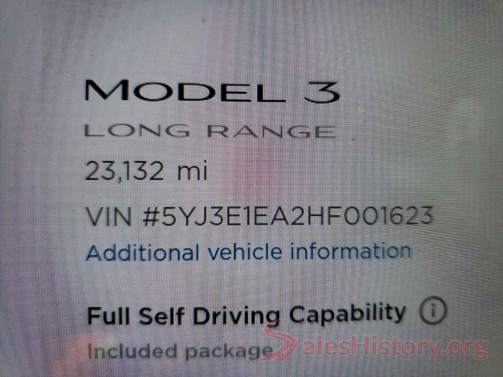 5YJ3E1EA2HF001623 2017 TESLA MODEL 3