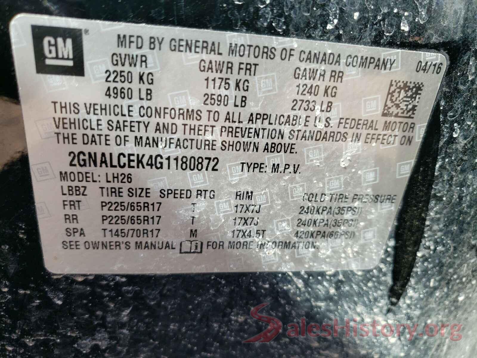 2GNALCEK4G1180872 2016 CHEVROLET EQUINOX