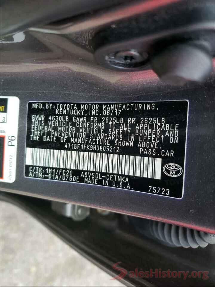 4T1BF1FK9HU805212 2017 TOYOTA CAMRY