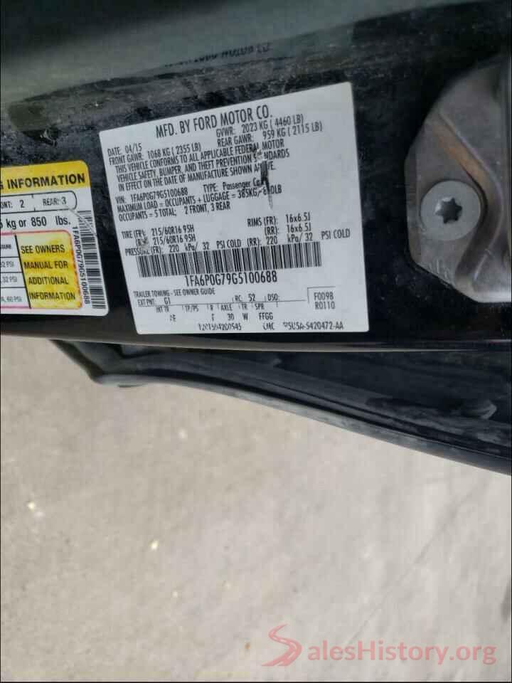 1FA6P0G79G5100688 2016 FORD FUSION