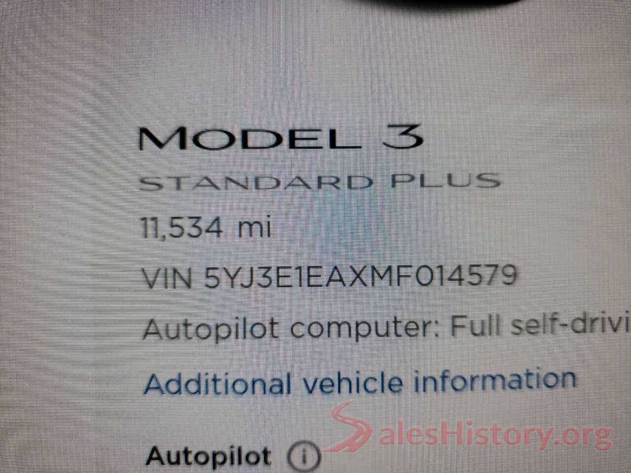 5YJ3E1EAXMF014579 2021 TESLA MODEL 3