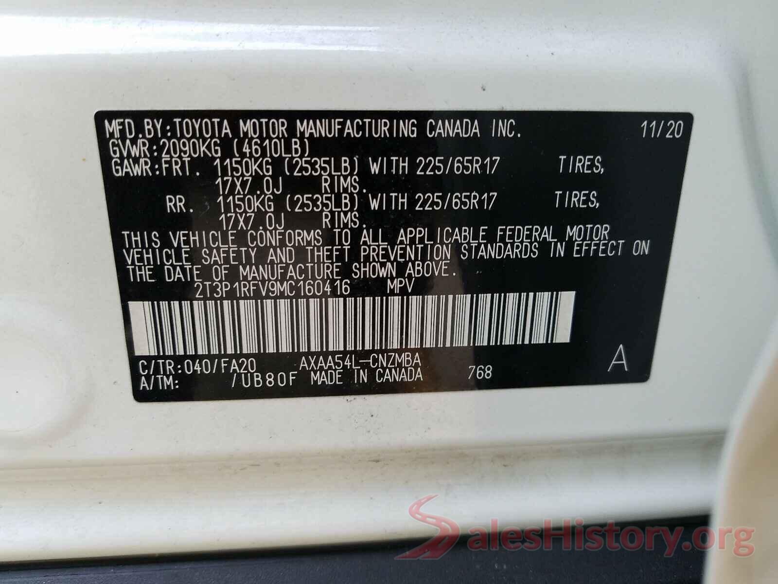 2T3P1RFV9MC160416 2021 TOYOTA RAV4