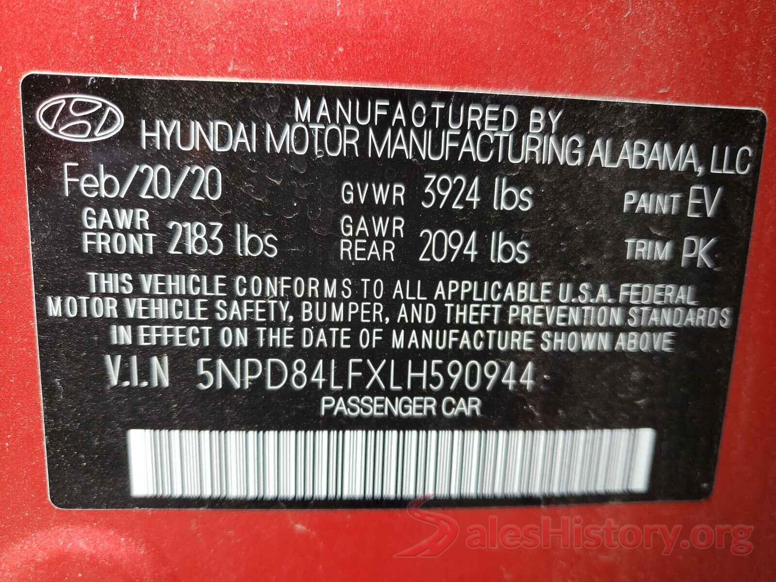 5NPD84LFXLH590944 2020 HYUNDAI ELANTRA