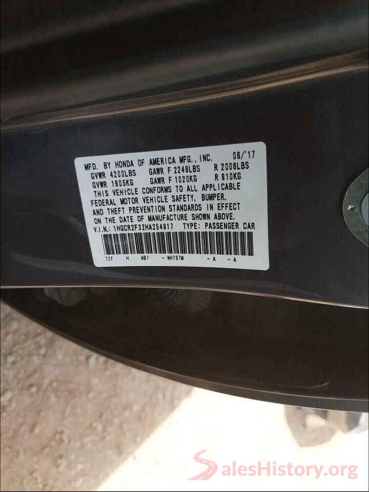 1HGCR2F32HA254817 2017 HONDA ACCORD