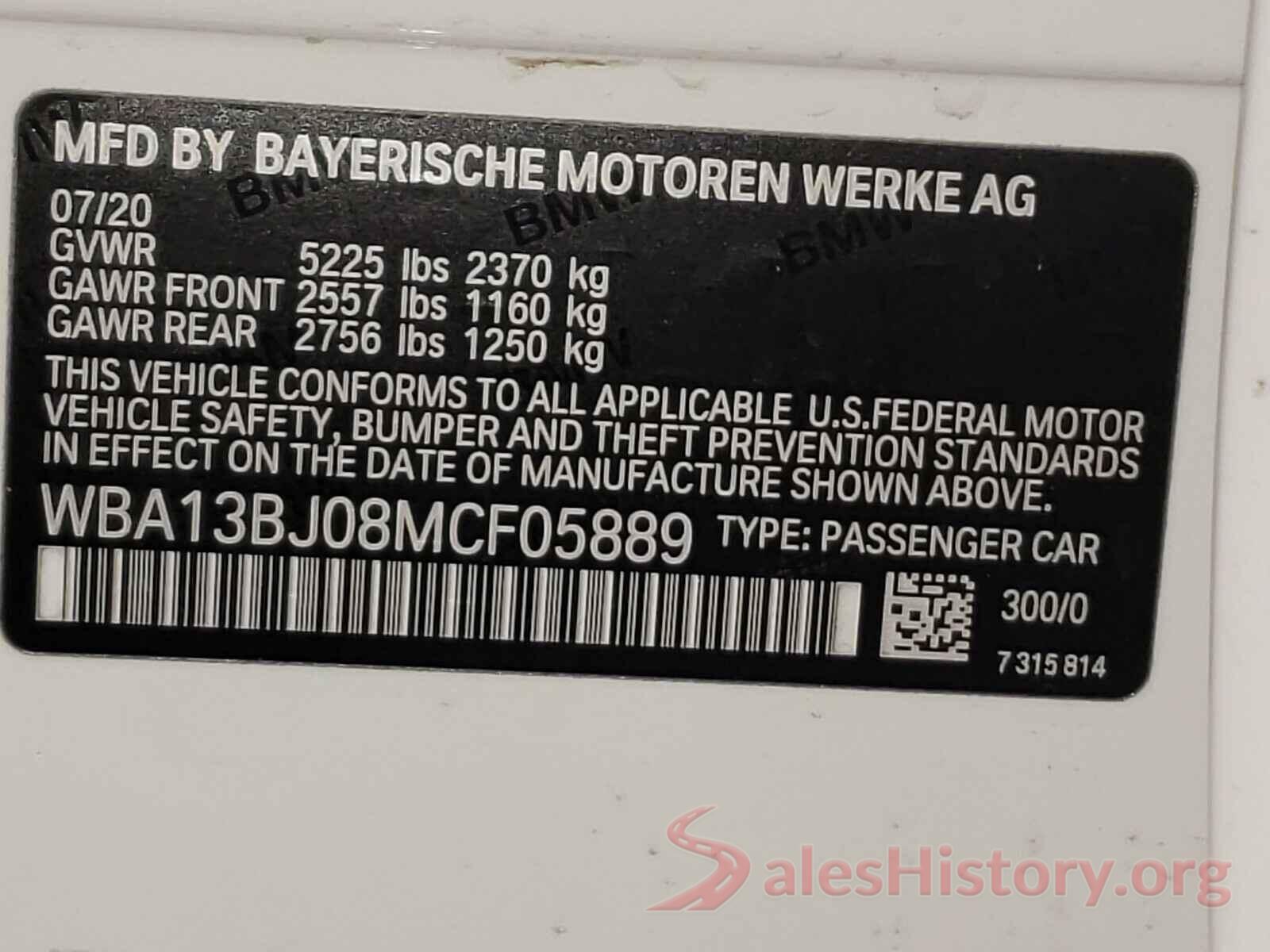 WBA13BJ08MCF05889 2021 BMW 5 SERIES