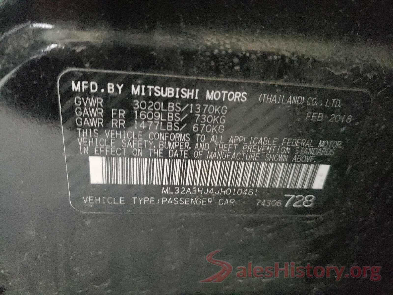 ML32A3HJ4JH010461 2018 MITSUBISHI MIRAGE