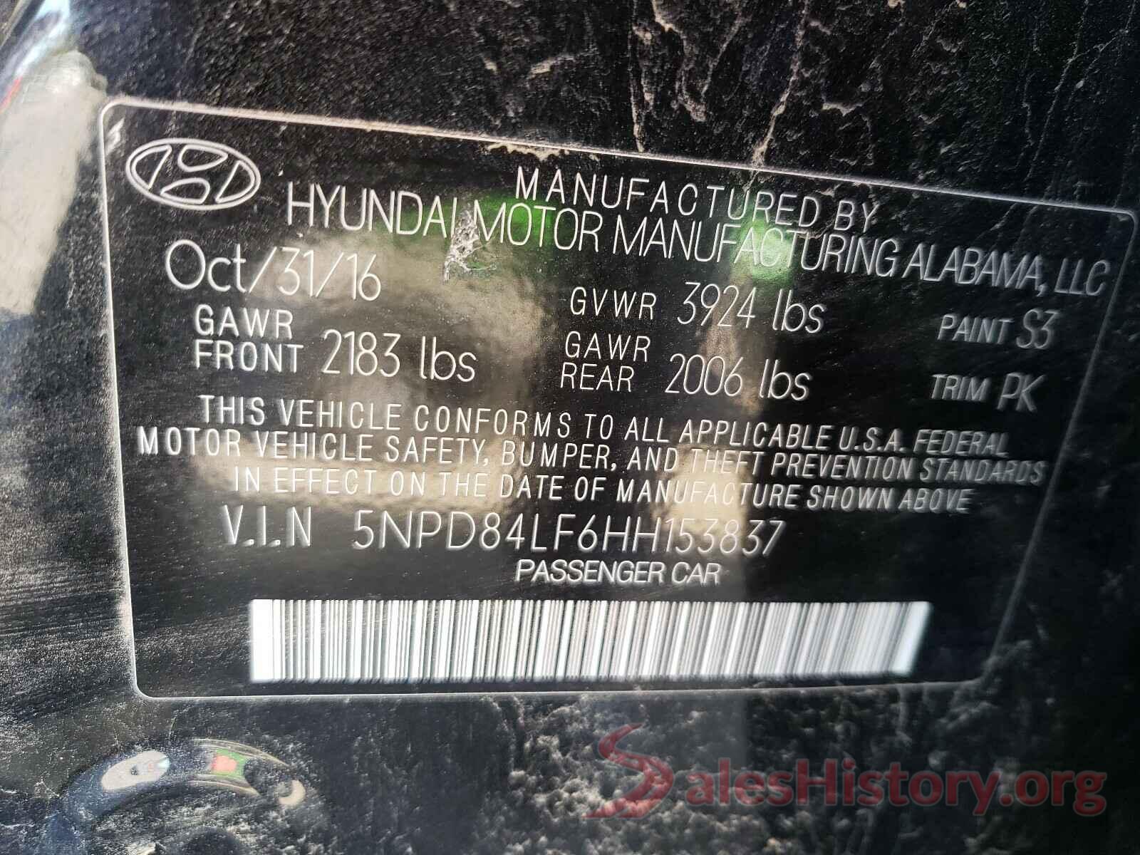 5NPD84LF6HH153837 2017 HYUNDAI ELANTRA