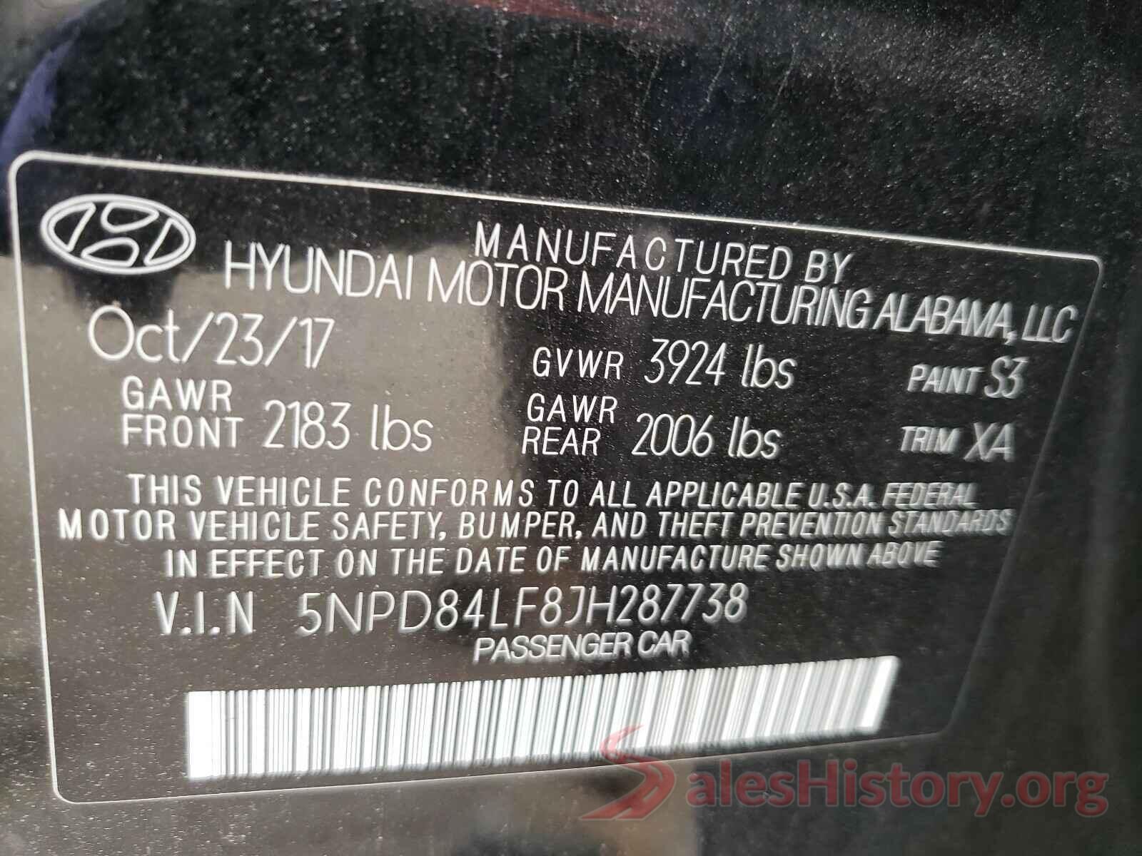 5NPD84LF8JH287738 2018 HYUNDAI ELANTRA