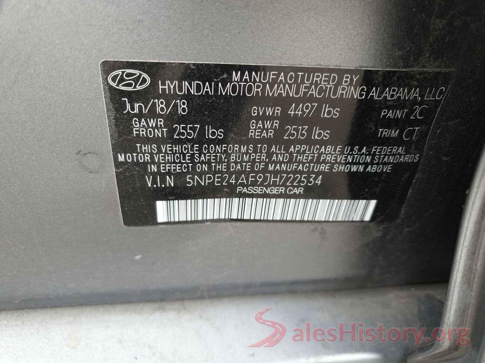 5NPE24AF9JH722534 2018 HYUNDAI SONATA